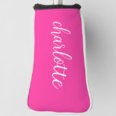 Hot Pink und White Girly Calligrafy Script Golf Headcover (Rotieren 90)