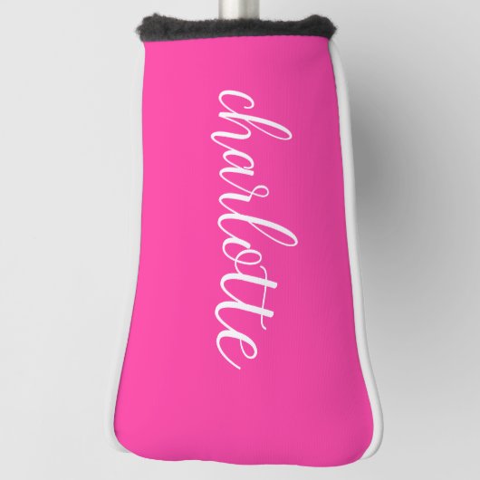 Hot Pink und White Girly Calligrafy Script Golf Headcover (Rotieren 90)