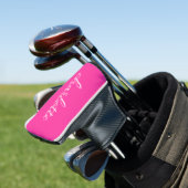 Hot Pink und White Girly Calligrafy Script Golf Headcover (In Situ)