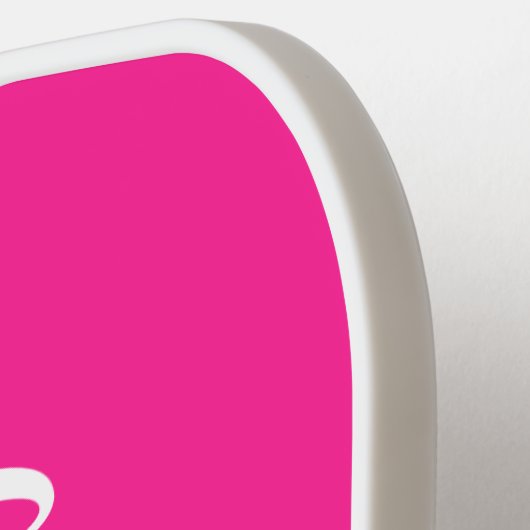 Hot Pink und White Girly Calligrafy Script Pickleball Schläger (Linke Seite)