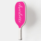 Hot Pink und White Girly Calligrafy Script Pickleball Schläger (Links)