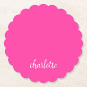Hot Pink und White Girly Calligrafy Script Untersetzer (Vorderseite)