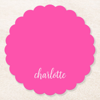 Hot Pink und White Girly Calligrafy Script Untersetzer