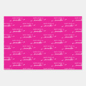 Hot Pink und White Happy Sweet 16 Niedlich Bow Nam Geschenkpapier Set (Vorderseite 2)