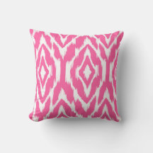 Hot Pink und White Ikat Muster Pillow