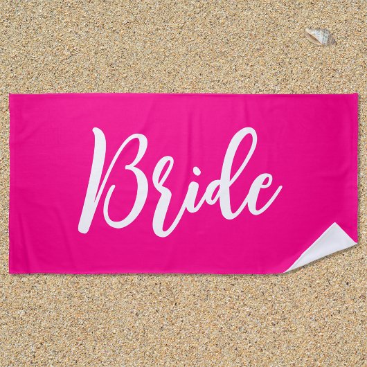 Hot Pink und White Letters Script Strandtuch