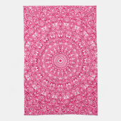Hot Pink und White Mandala Muster Geschirrtuch (Vertikal)