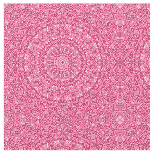 Hot Pink und White Mandala Muster Stoff (Nahaufnahme)