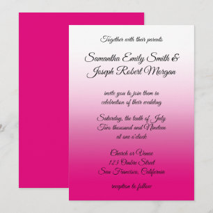 Hot Pink und White Ombre Kalligraphie Hochzeit Einladung