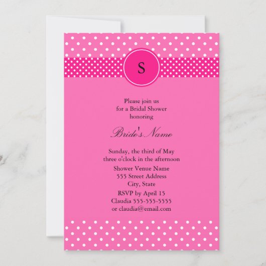 Hot Pink und White Polka Dot Brautparty Einladung (Vorderseite)