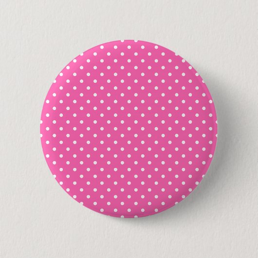 Hot Pink und White Polka Dot Muster Button (Vorderseite)