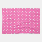 Hot Pink und White Polka Dot Muster Handtuch (Horizontal)
