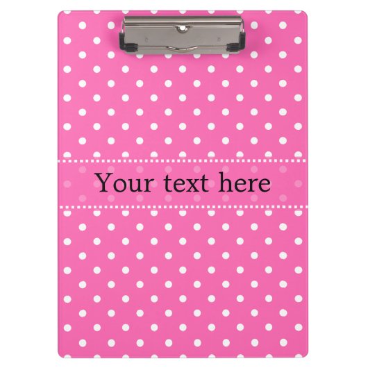 Hot Pink und White Polka Dot Muster Klemmbrett (Vorderseite)