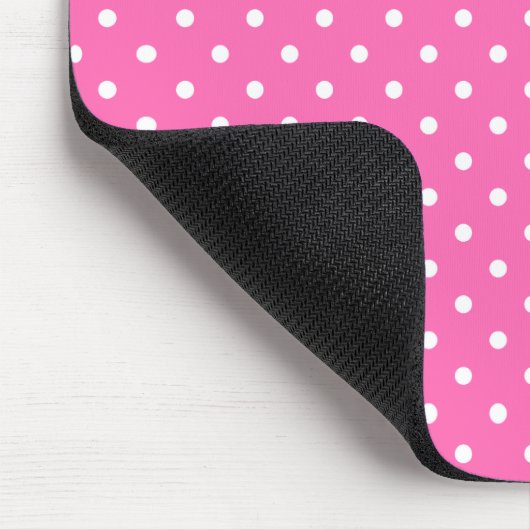 Hot Pink und White Polka Dot Muster Mousepad (Ecke)