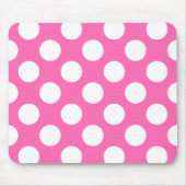 Hot Pink und White Polka Dot Muster Mousepad (Vorne)