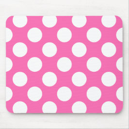 Hot Pink und White Polka Dot Muster Mousepad