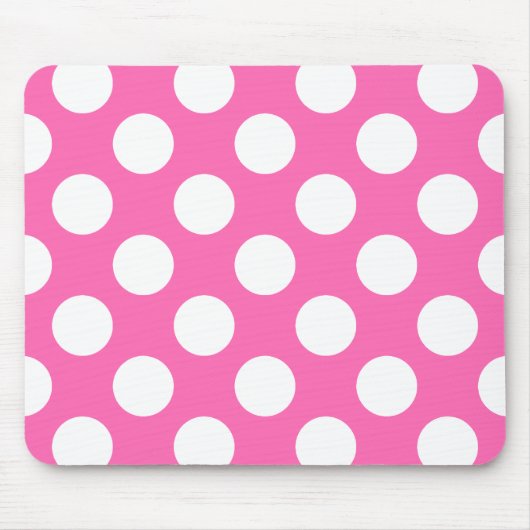 Hot Pink und White Polka Dot Muster Mousepad (Vorne)