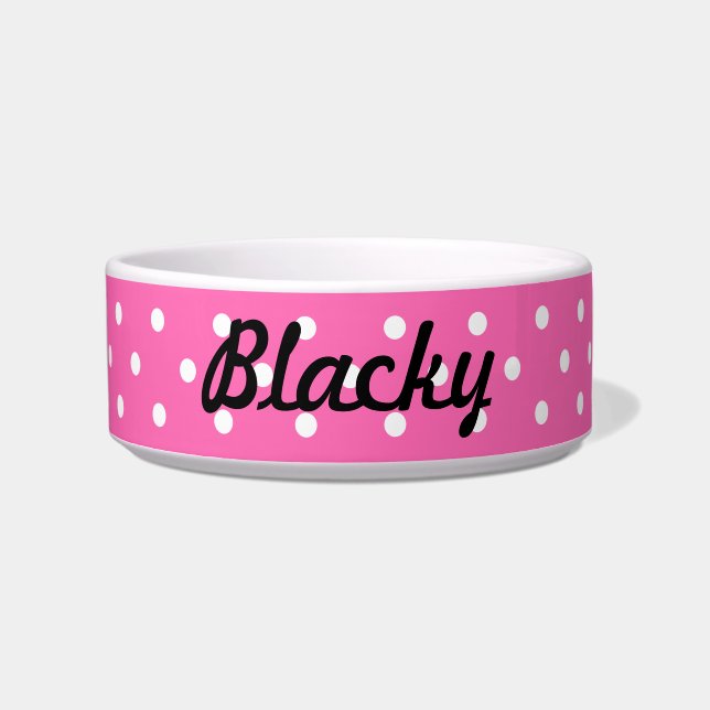 Hot Pink und White Polka Dot Muster Napf (Vorderseite)