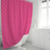 Hot Pink und White Polka Dots Duschvorhang