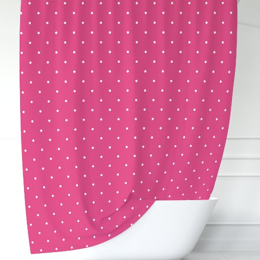 Hot Pink und White Polka Dots Duschvorhang