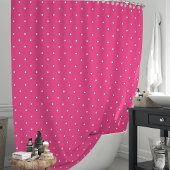 Hot Pink und White Polka Dots Duschvorhang