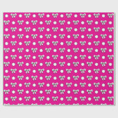 Hot Pink und White Polka Dots mit Bows Geschenkpapier (Flach)