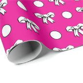 Hot Pink und White Polka Dots mit Bows Geschenkpapier (Rolleneckpunkt)