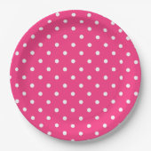 Hot Pink und White Polka Dots, Pappteller (Vorderseite)