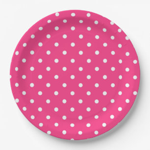 Hot Pink und White Polka Dots, Pappteller
