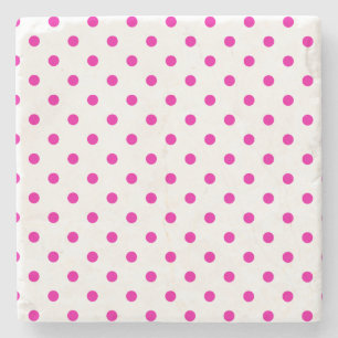 Hot Pink und White Polka Dots Square Untersetzer