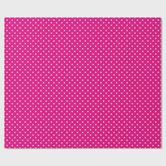 Hot Pink und White Small Polka Dot Geschenkpapier (Flach)