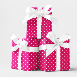 Hot Pink und White Small Polka Dot Geschenkpapier