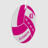 Hot Pink und White Volleyball 4 | DIY Name Ornament (Vorderseite)