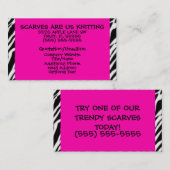 Hot Pink und Zebra Print Visitenkarte (Vorne/Hinten)