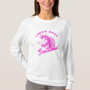 Hot Pink Unicorn Loren Brae langärmeliger T - Shir T-Shirt