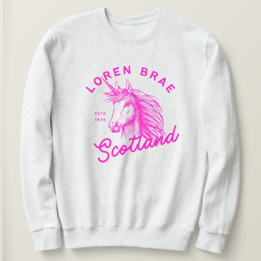 Hot Pink unicorn Loren Brae Sweatshirt (Design vorne)