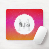 Hot Pink Vibrant Orange Gradient Abstract Monogram Mousepad (Mit Mouse)