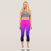 Hot Pink Violet und Black Ombre Capri Leggings (Vorderseite)