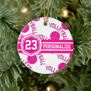 Hot Pink Volleyball Keramik Ornament