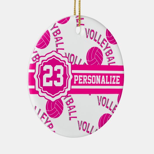 Hot Pink Volleyball Keramik Ornament (Rechts)