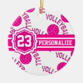 Hot Pink Volleyball Keramik Ornament (Vorne)