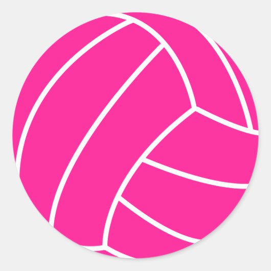 Hot Pink Volleyball Runder Aufkleber (Vorderseite)