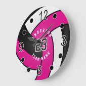 Hot Pink Volleyball Style mit DIY Text Große Wanduhr (Winkel)