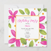 Hot Pink Wasserfarbe Blumenstrauß Einladung (Vorderseite)
