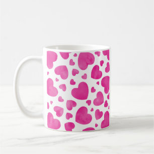 Hot Pink Wasserfarbe Herz Kaffee Tasse
