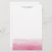 Hot Pink Wasserfarbe Ombre Farbton Personalisiert Briefpapier (Vorne/Hinten)