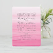 Hot Pink Wasserfarbe Ombre Hochzeit Einladung (Stehend Vorderseite)