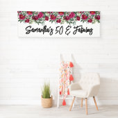 Hot Pink Wasserfarbe Peonies 50 & Fabulous Long Banner (Insitu)