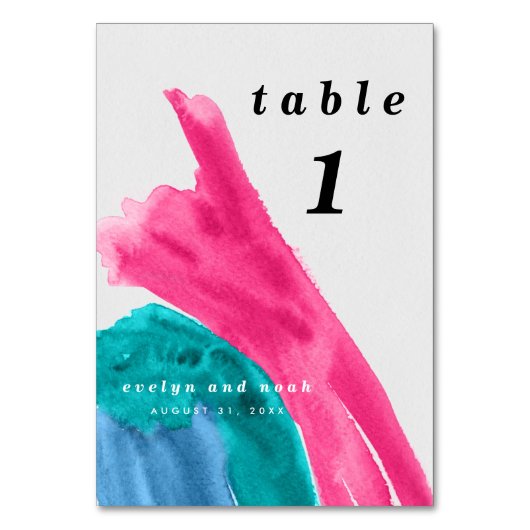 Hot Pink Wasserfarbe Tischnummer (Vorderseite)