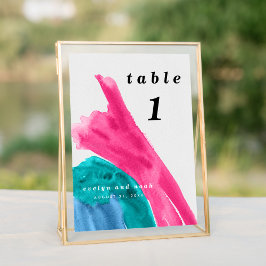 Hot Pink Wasserfarbe Tischnummer